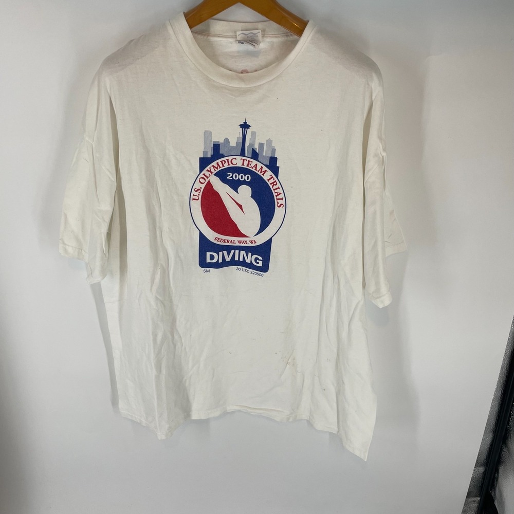 Port & Company US Olympic Team Trials Diving Graphic T-Shirt White Mens 2XL